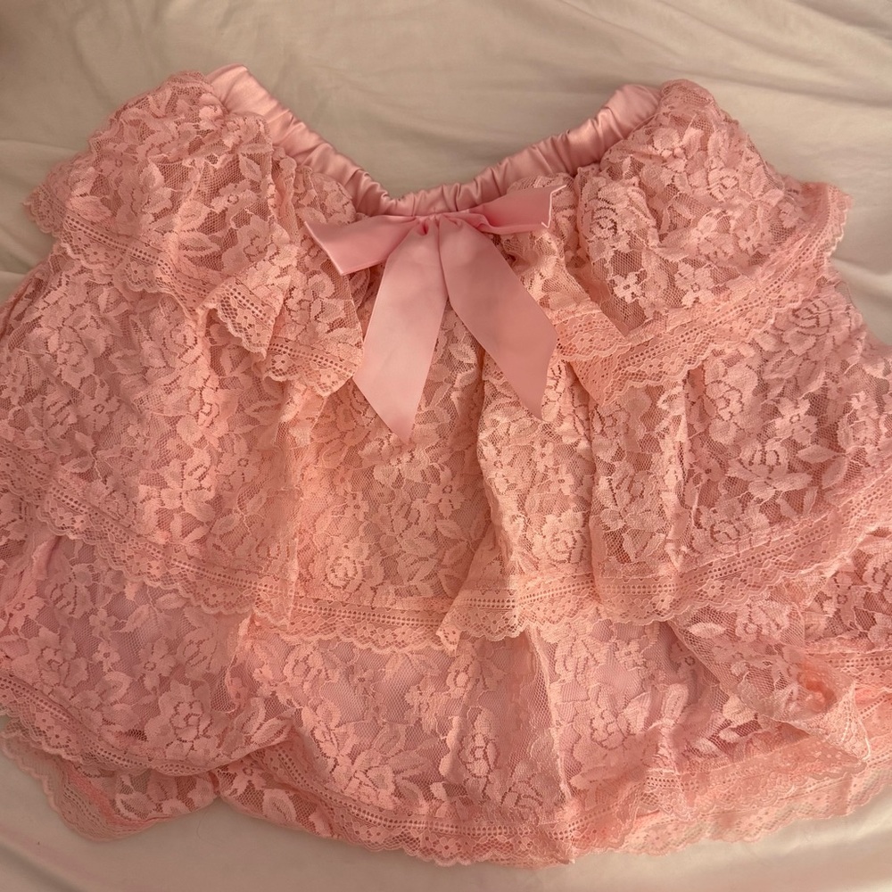 Elegant Pink Lace Midi Skirt